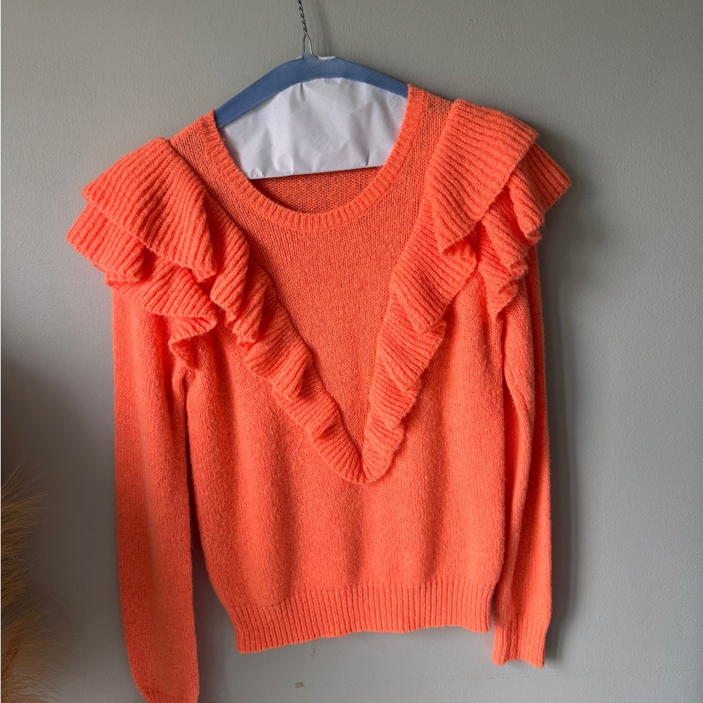 Lilly Pulitzer Vibrant Coral Ruffle Sweater